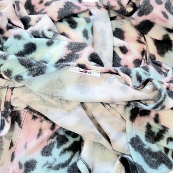 GeeGee Womens MultiColor Fun Animal Print Longline Open Front Side Slit Cardigan - Picture 7 of 11